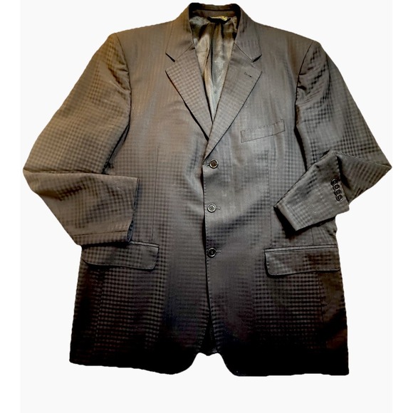 Luciano Carreli Italy Men 48R Checker Black Blazer 100% Wool Money Dressy Formal - Picture 2 of 6